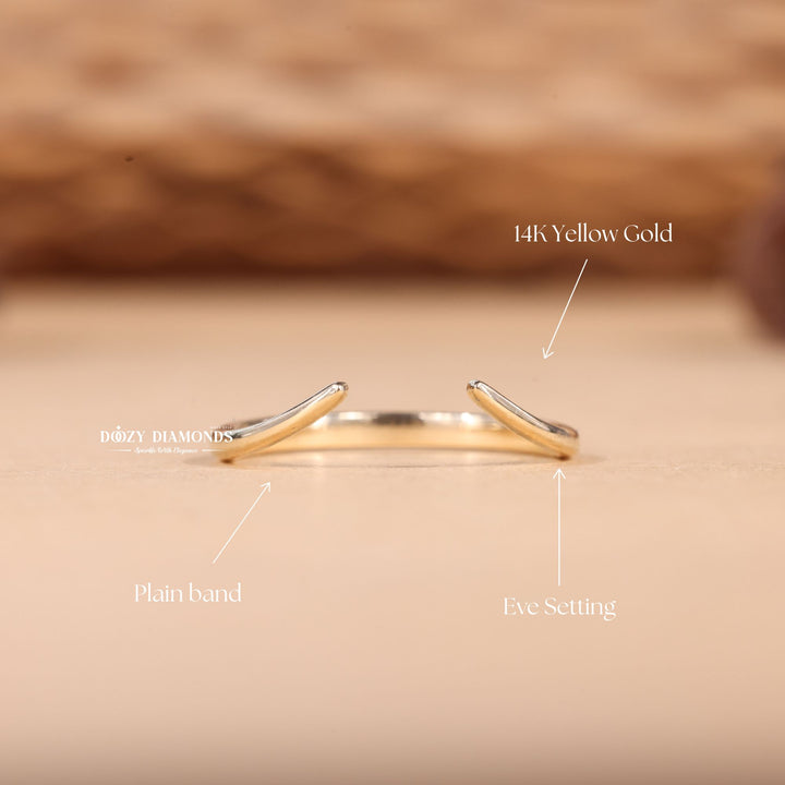 18K Solid Yellow Gold Curved Eve Wedding Band