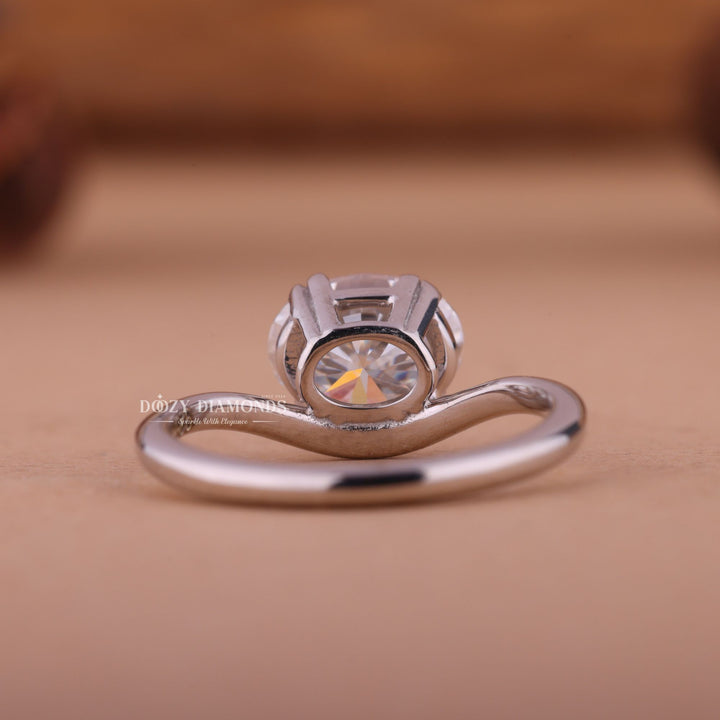 2.50CT-3.50CT Oval F/VS1 Lab Created Diamond East West Engagement Ring