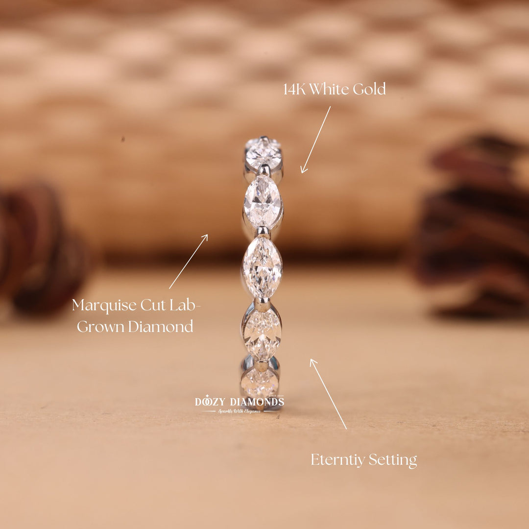 Marquise Cut Lab Grown Diamond EF/VVS Full Eternity Wedding Band