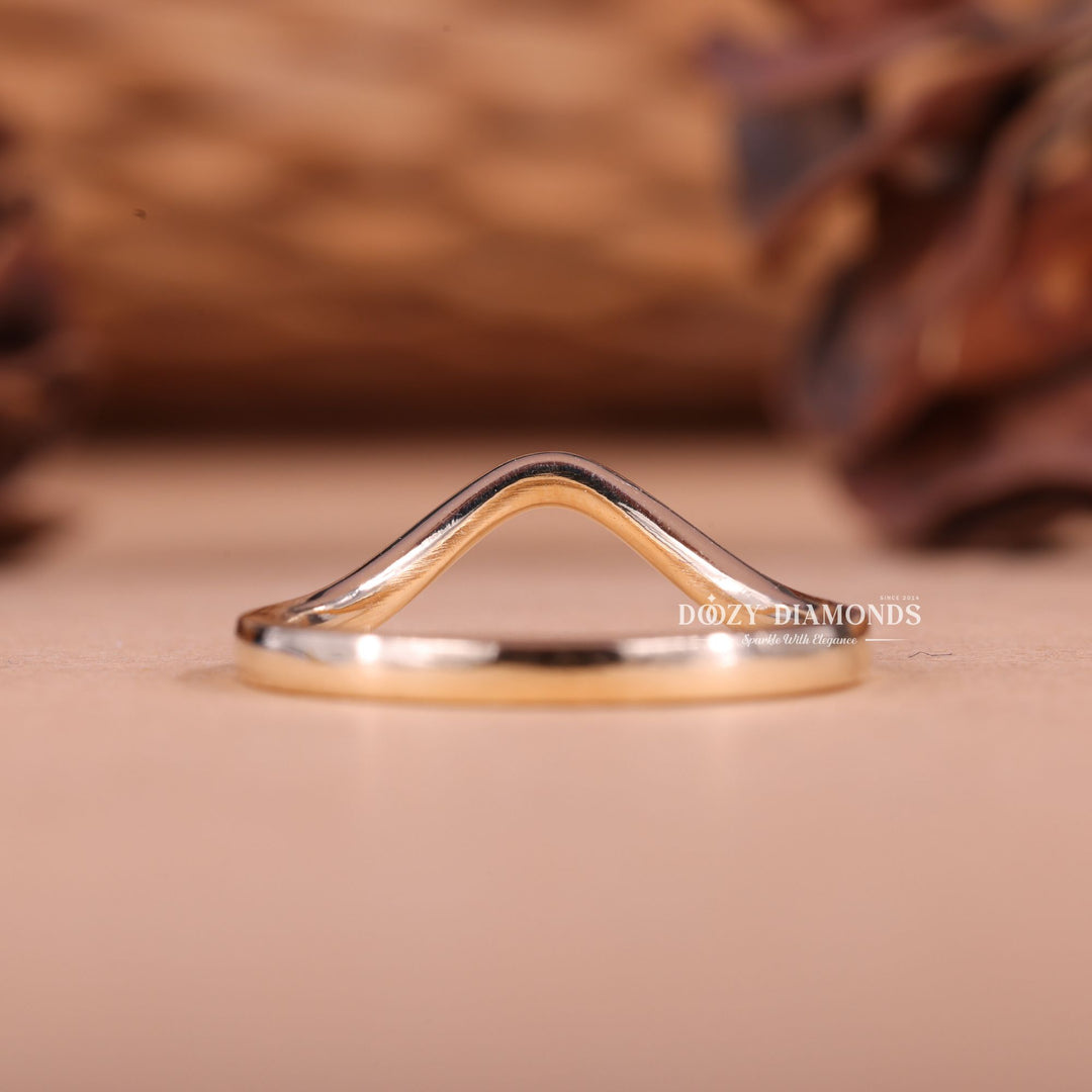 14k-18k Solid Gold Plain Curved Stacking Wedding Band
