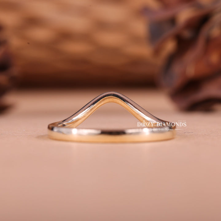 14k-18k Solid Gold Plain Curved Stacking Wedding Band