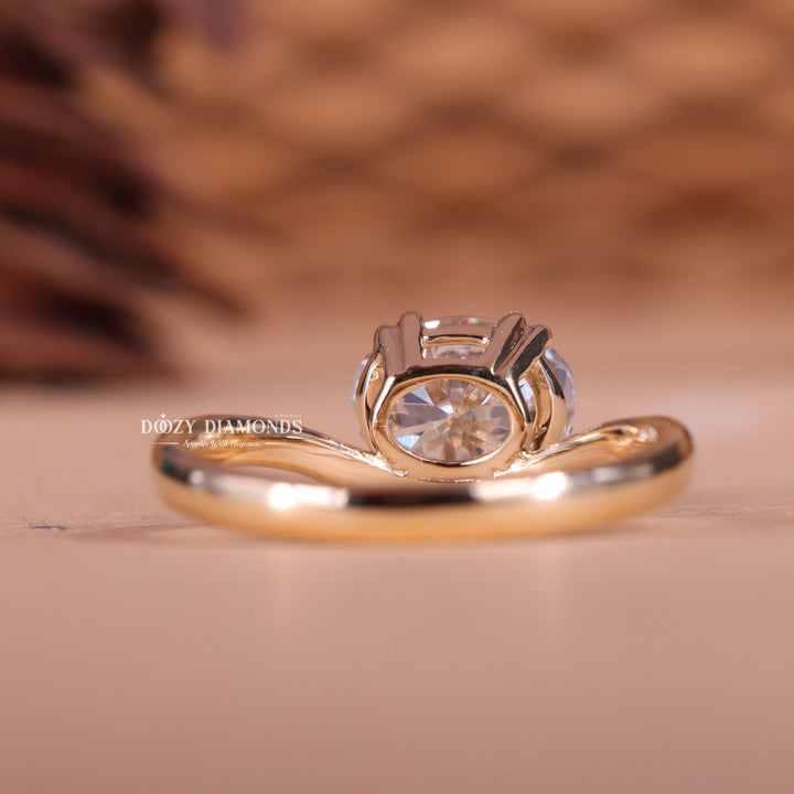 2.50CT-3.50CT East West Oval E/VS1 Lab Created Diamond Wave Engagement Ring