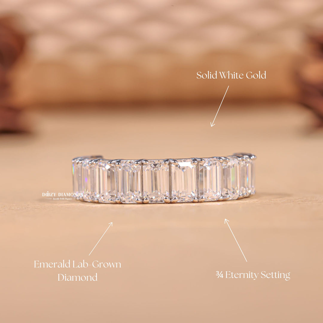 Emerald Cut Lab Created Diamond Eternity Wedding Band