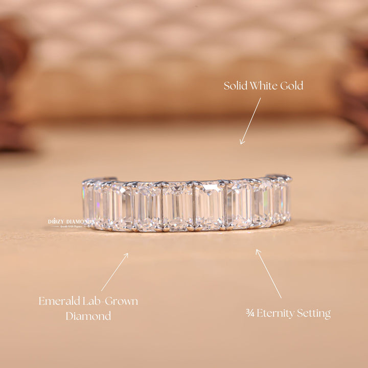 Emerald Cut Lab Created Diamond Eternity Wedding Band