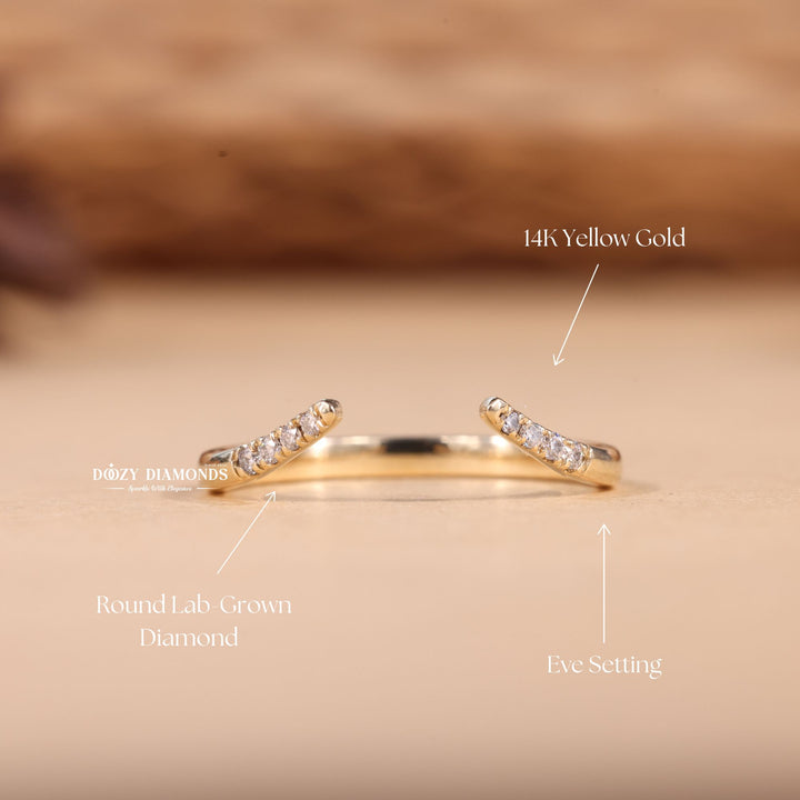 Round Cut Lab Grown Diamond EF/VVS Open Eve Wedding Band