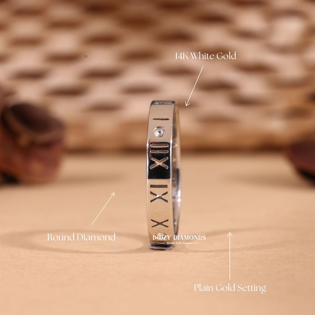 14K Solid White Gold Wedding Band for Anniversary Gift