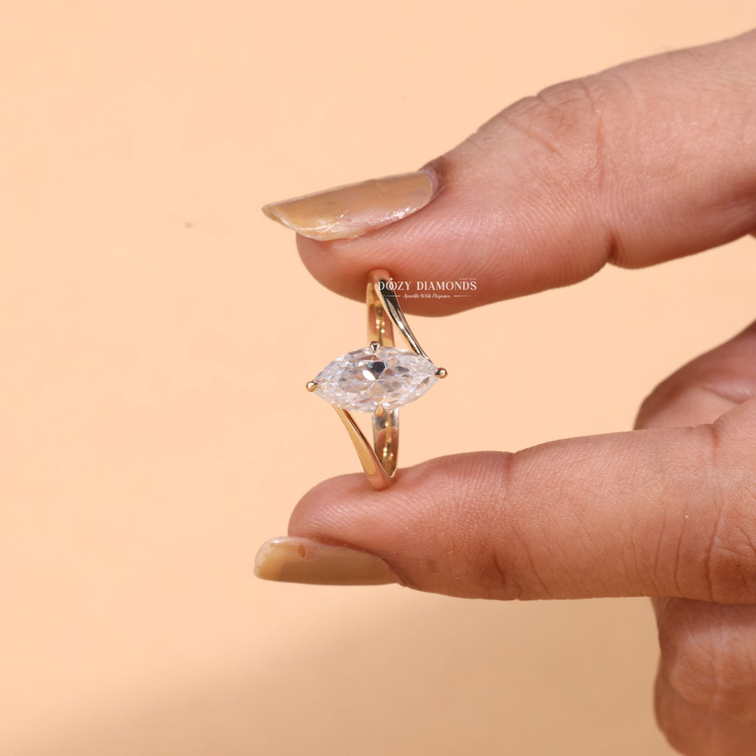 2.0CT-3.0CT Marquise Cut E/VS1 Lab Grown Diamond Bypass Engagement Ring