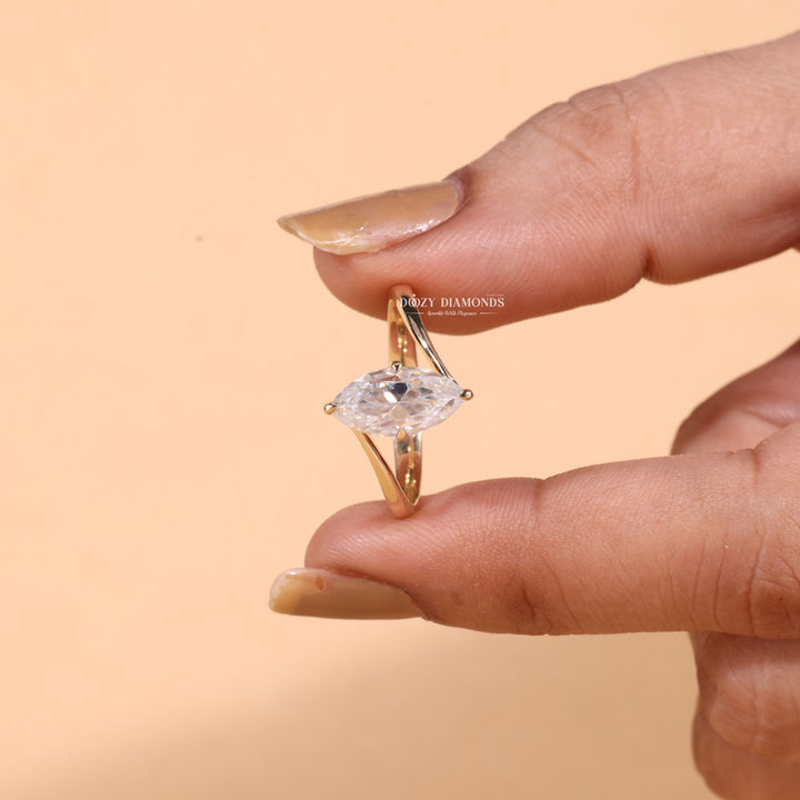 2.0CT-3.0CT Marquise Cut E/VS1 Lab Grown Diamond Bypass Engagement Ring