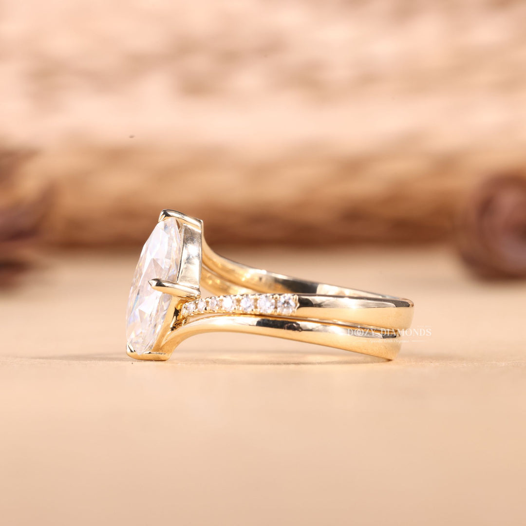 2.0CT Marquise Cut EF-VS2 Lab Grown Eve Diamond Ring with Eve Wedding Band