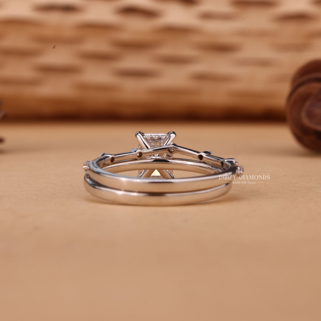 1.0CT Radiant Cut EF-VS2 Lab Grown Solitaire Engagement Ring with Stacking Band