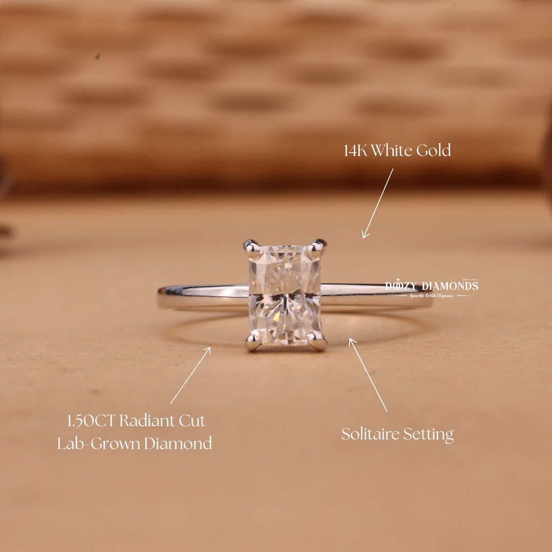 1.0CT-2.0CT Radiant Cut E/VS1 Lab Grown Diamond Hidden Halo Engagement Ring