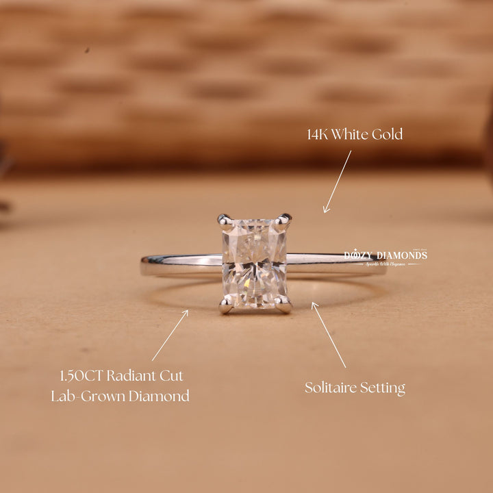 1.0CT-2.0CT Radiant Cut E/VS1 Lab Grown Diamond Hidden Halo Engagement Ring