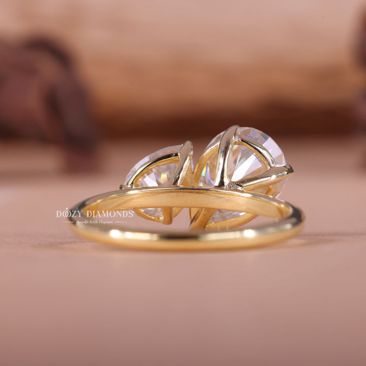 Pear Cut Lab Grown E/VS1 Diamond Two Stone Engagement Ring