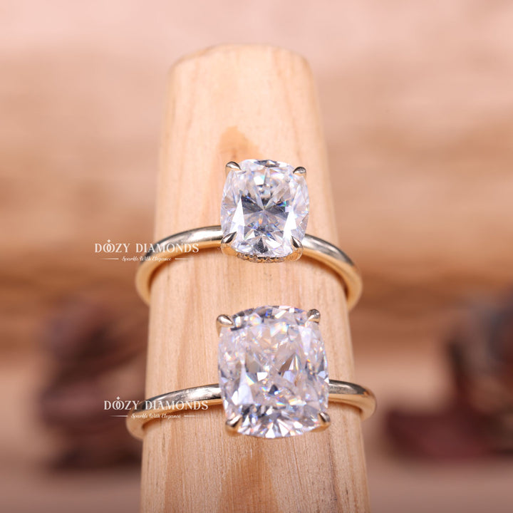 2.50CT-3.0CT Elongated Cushion E/VS1 Hidden Halo Lab Grown Engagement Ring