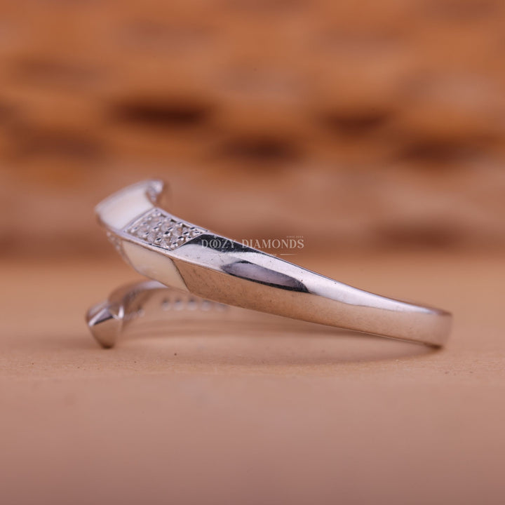 Round Diamond CVD EF/VVS Unique Open Cuff Wedding Band