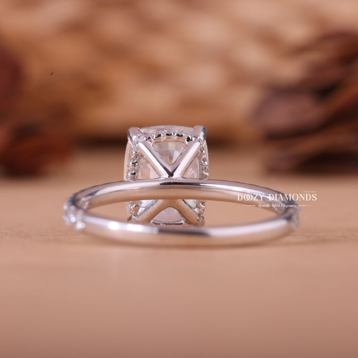 3.0CT-4.0CT Cushion E/VS1 Lab Grown Diamond Hidden halo Engagement Ring