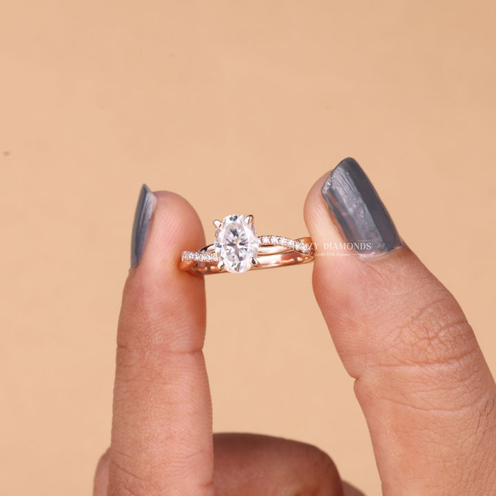 1.0CT-2.0CT Oval Cut F/VS1 Lab Grown Infinity Diamond Engagement Ring
