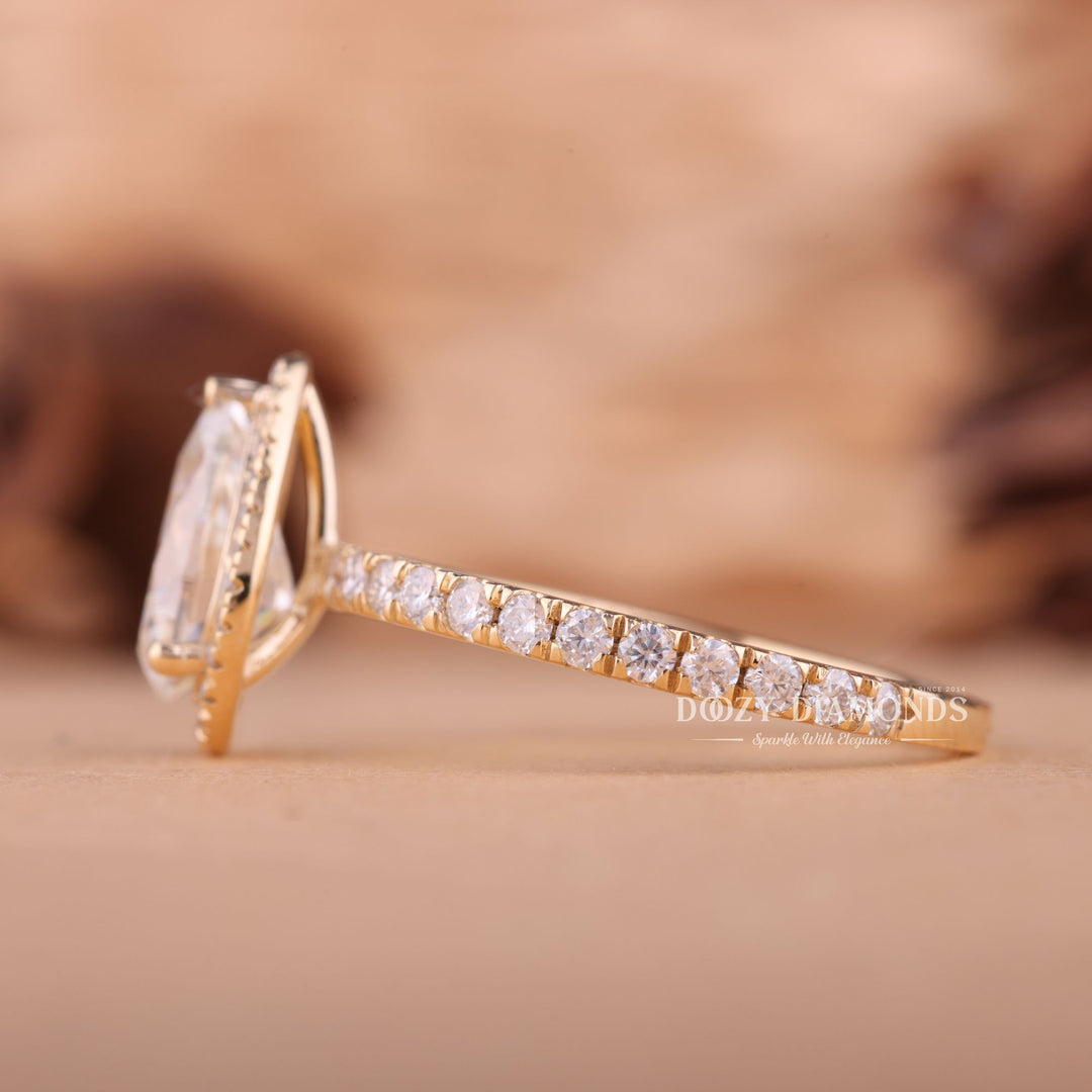 1.50CT-2.50CT Pear E/VS2 Lab Created Diamond Halo Engagement Ring