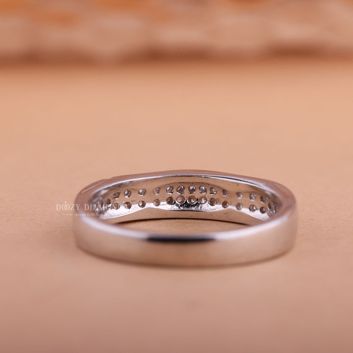 Round EF/VVS Diamond Double Row Lab Grown Wedding Band