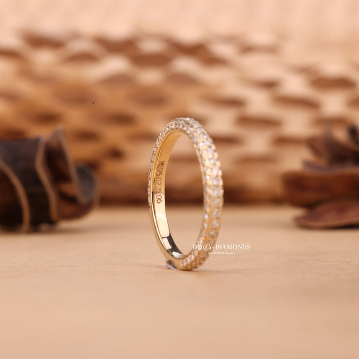 Round Cut Lab Grown Diamond EF/VVS Miceo Pave Wedding Band