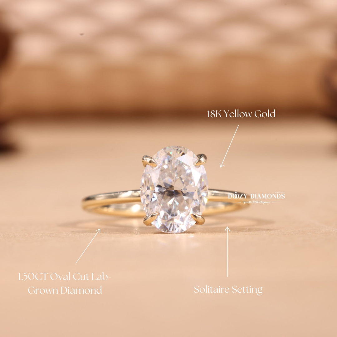 2.0CT-3.0CT Oval F/VS1 Lab Grown Diamond Hidden Halo Engagement Ring