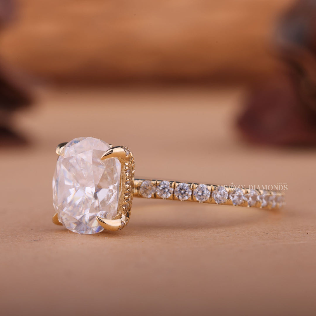 1.50CT-2.50CT Cushion F/VS1 Lab Grown Diamond Hidden Halo Engagement Ring