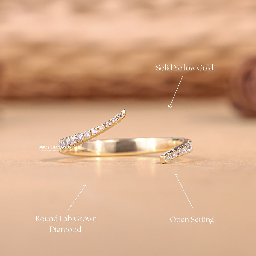 Round Cut Lab Grown Diamond EF/VVS Open Wedding Band