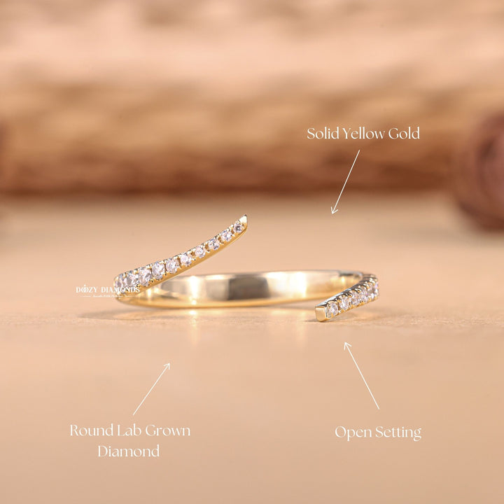 Round Cut Lab Grown Diamond EF/VVS Open Wedding Band