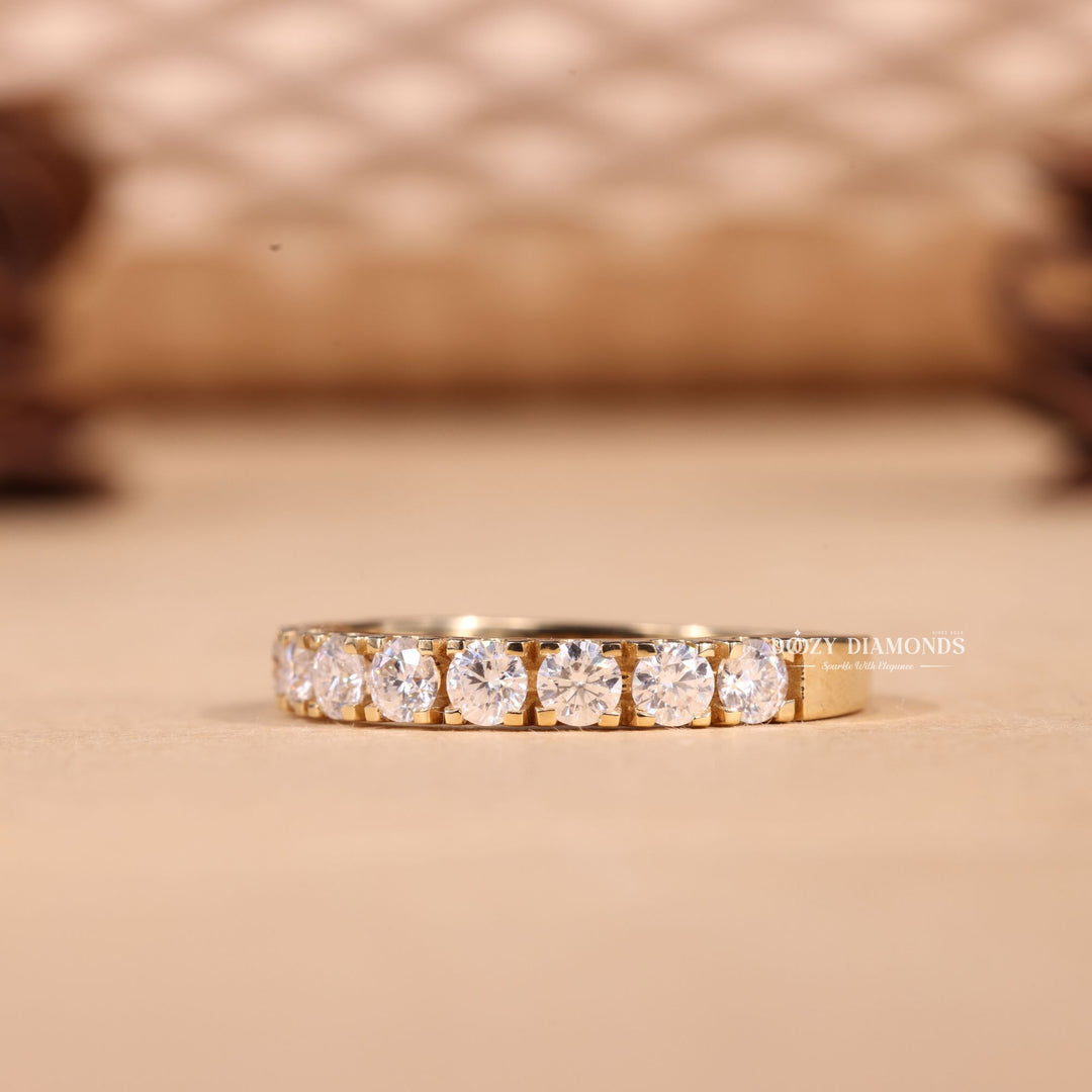 Round Cut Lab Grown Diamond EF/VVS Half Eternity Wedding Band
