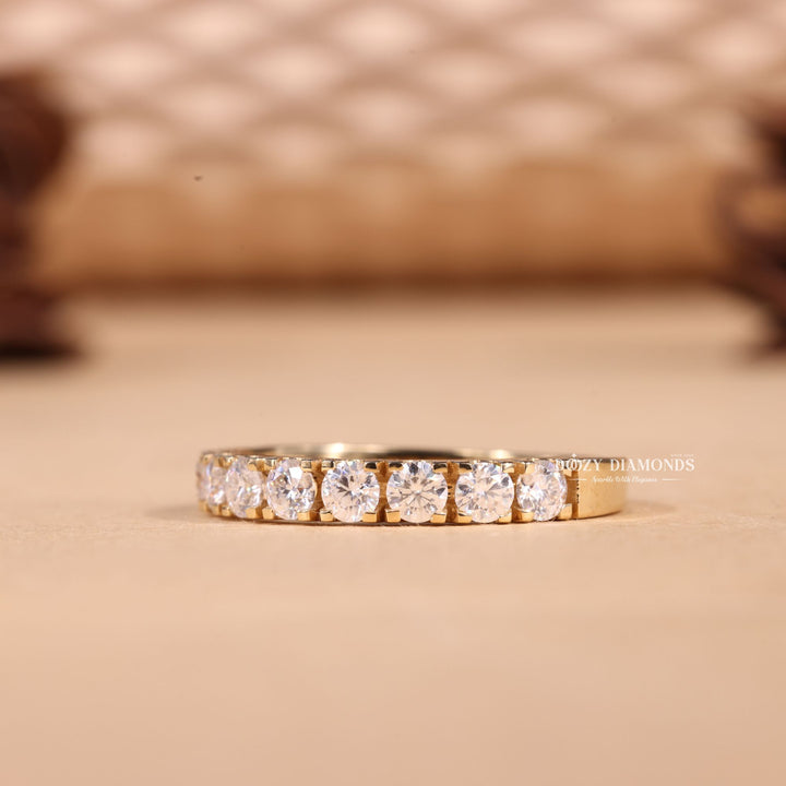 Round Cut Lab Grown Diamond EF/VVS Half Eternity Wedding Band