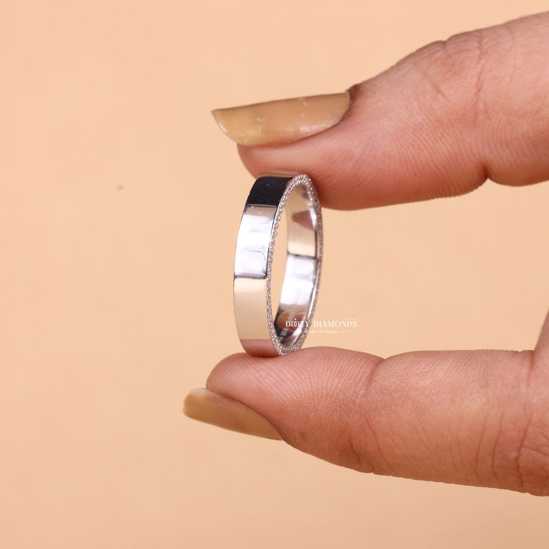 Round Cut Lab Grown Diamond EF/VVS Plain Gold Wedding Band