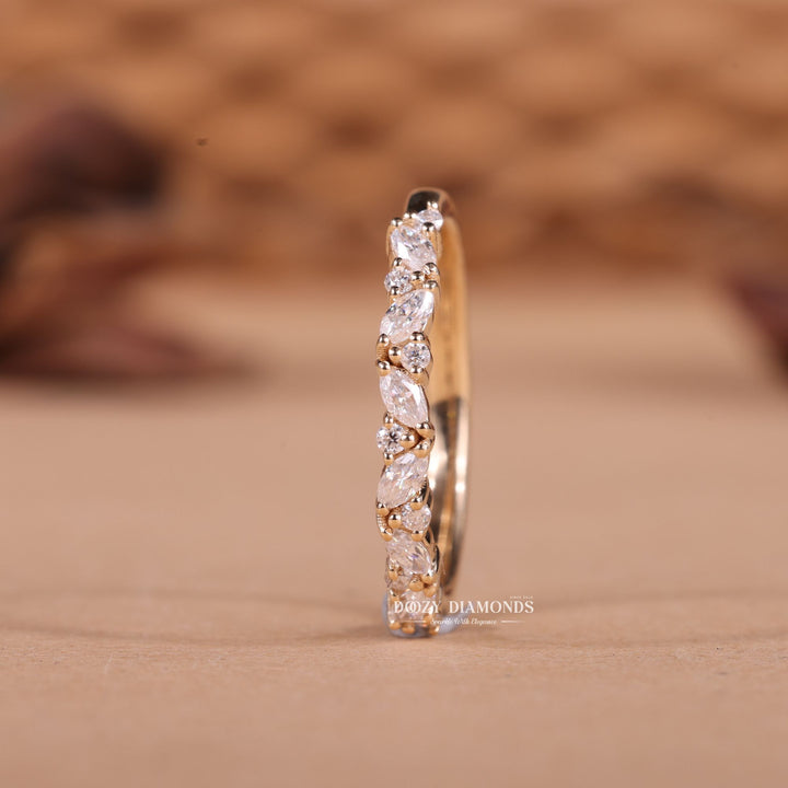 Round & Marquise Lab Grown Diamond EF/VVS Half Eternity Wedding Band