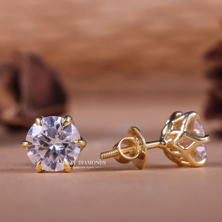 Round EF-VS2 Lab-Grown Diamond Tulip Set Stud Earrings