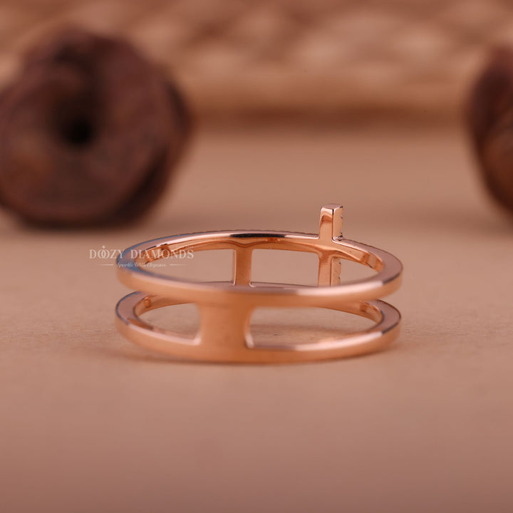 Round Diamond CVD EF/VVS Cross Double Pave Wedding Band