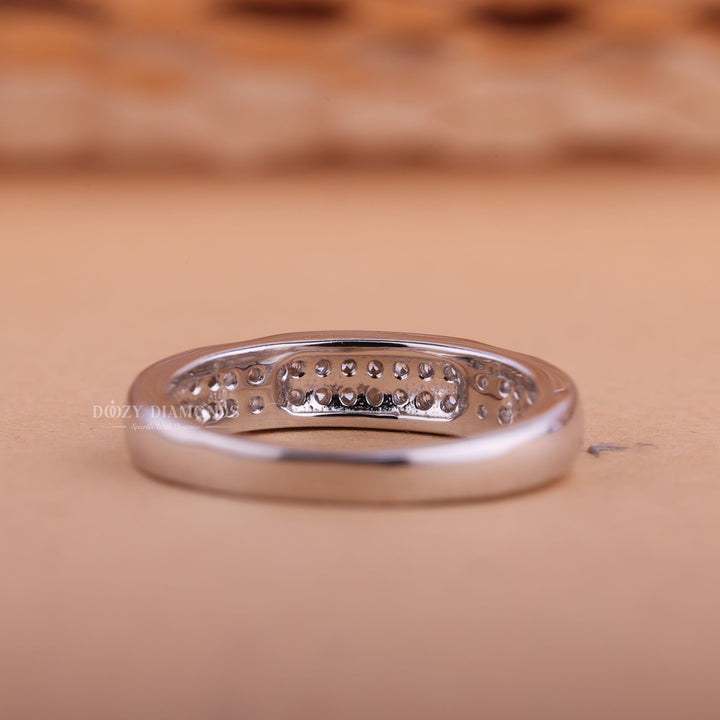 Round Diamond CVD EF/VVS Vintage Double Row Wedding Band