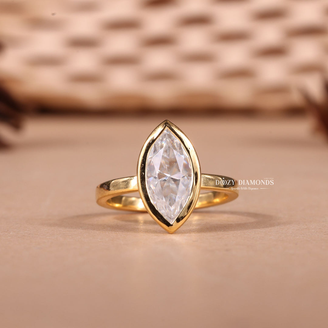 2.0CT-3.0CT Bezel Set Marquise E/VS1 Lab Grown Diamond Engagement Ring