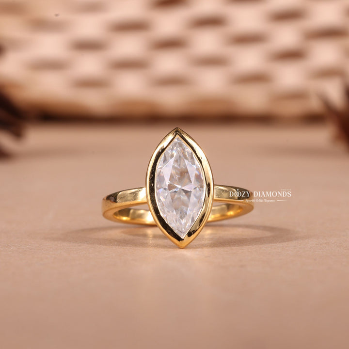 2.0CT-3.0CT Bezel Set Marquise E/VS1 Lab Grown Diamond Engagement Ring