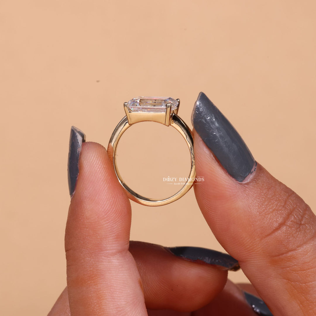 3.0CT-4.0CT East West Emerald Cut F/VS2 Lab Grown Diamond Engagement Ring