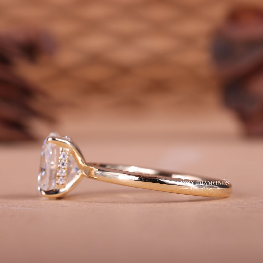 1.50CT-2.50CT Elongated Cushion E/VS1 Hidden Halo Lab Created Engagement Ring