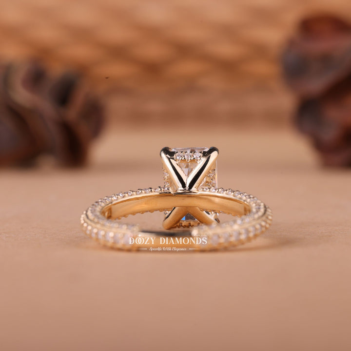 2.50CT-3.50CT Radiant F/VS1 Lab Grown Diamond Micro Pave Engagement Ring