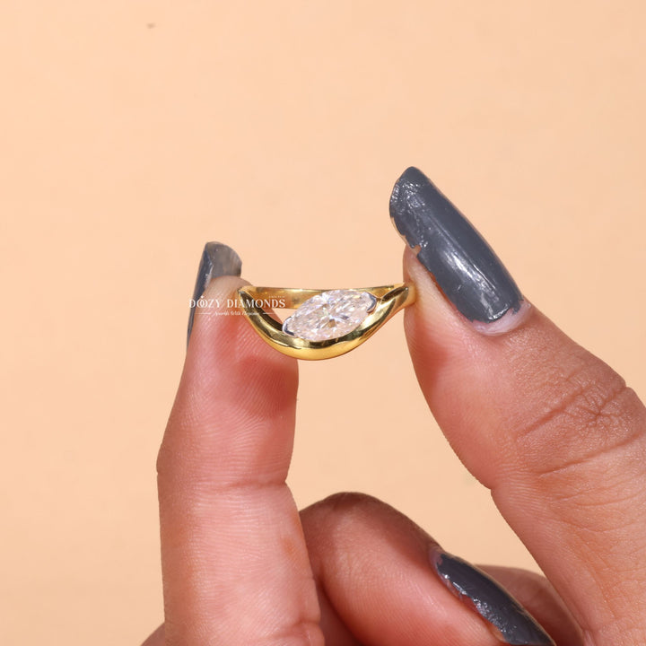 1.50CT-2.50CT Marquise Cut F/VS1 Lab Grown Diamond Wave Engagement Ring