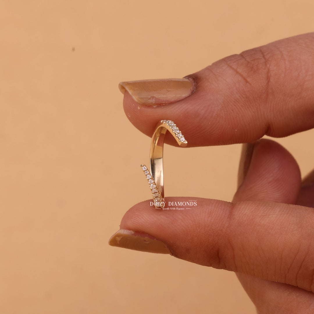 Round Cut Lab Grown Diamond EF/VVS Open Wedding Band