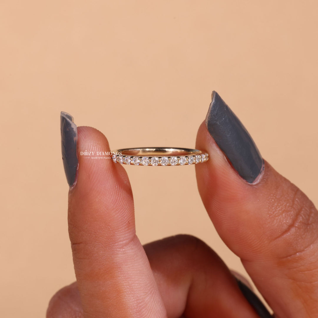 Round Cut Lab Grown Diamond EF/VVS Half Eternity Wedding Band