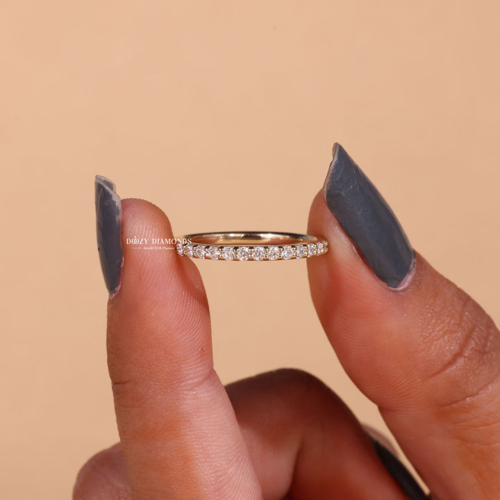 Round Cut Lab Grown Diamond EF/VVS Half Eternity Wedding Band