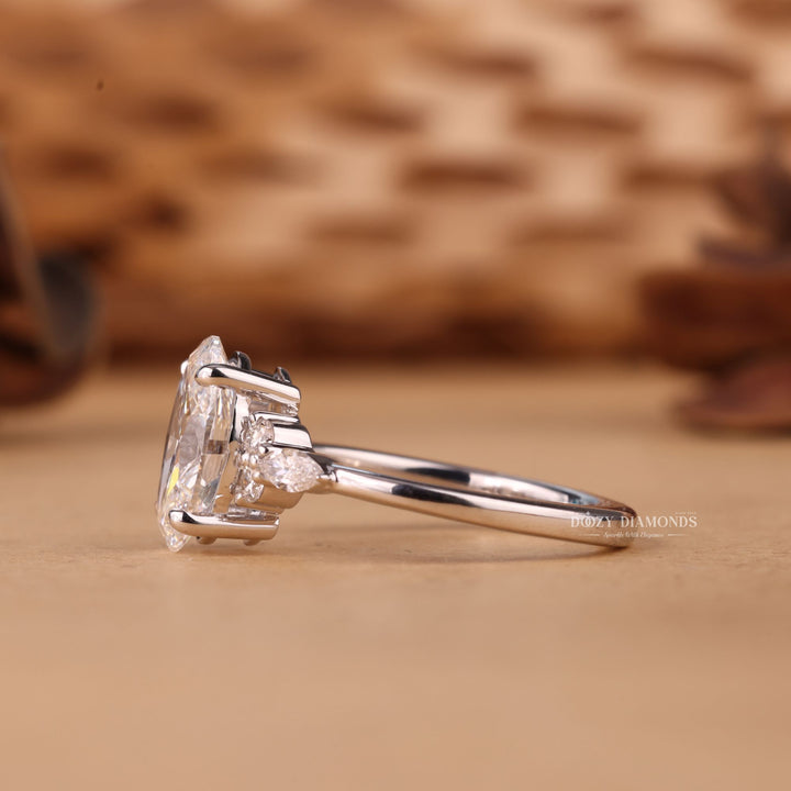 2.50CT-3.50CT Oval Cut F/VS1 Lab Grown Cluster Diamond Engagement Ring