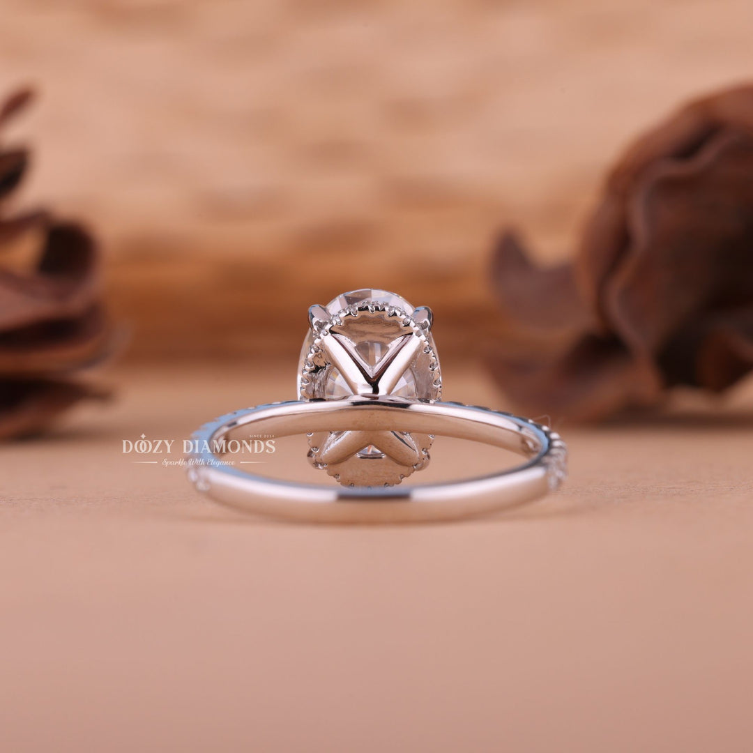 2.50CT-3.50CT Oval F/VS1 Lab Created Hidden Halo Diamond Engagement Ring
