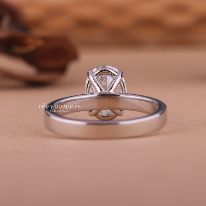 2.0CT-4.0CT Oval F/VS1 Lab Created Diamond Solitaire Thick Engagement Ring