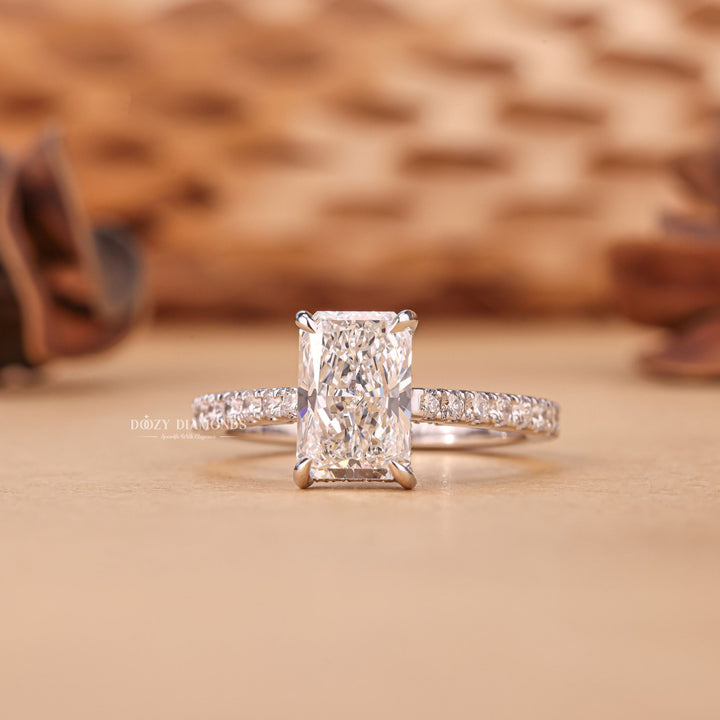 1.50CT - 2.50CT Radiant Cut F/VS2 Lab Grown Diamond Hidden Halo Engagement Ring - Doozy Diamonds