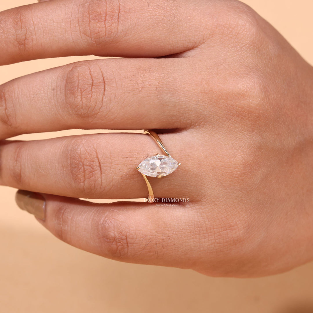 2.0CT-3.0CT Marquise Cut E/VS1 Lab Grown Diamond Bypass Engagement Ring