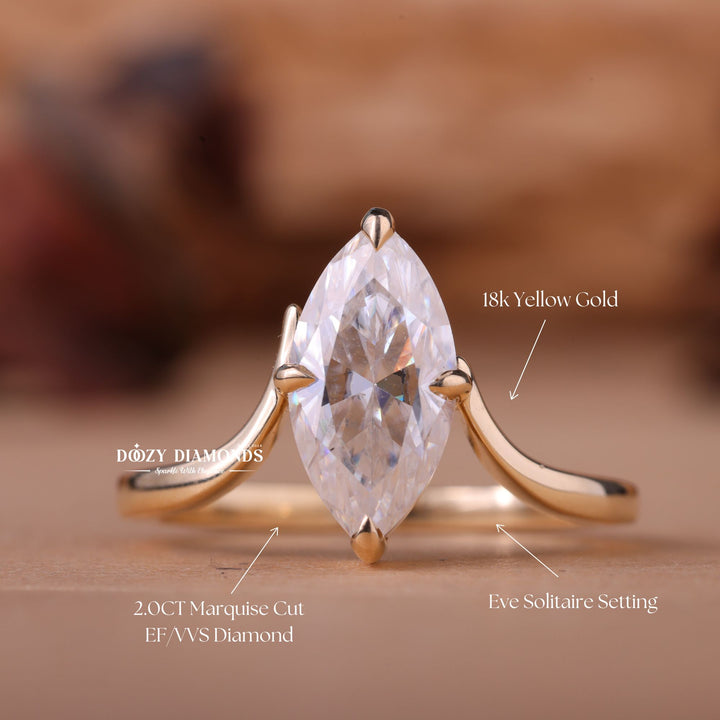 2.0CT-4.0CT Marquise E/VS1 Lab Grown Diamond Unique Engagement Ring